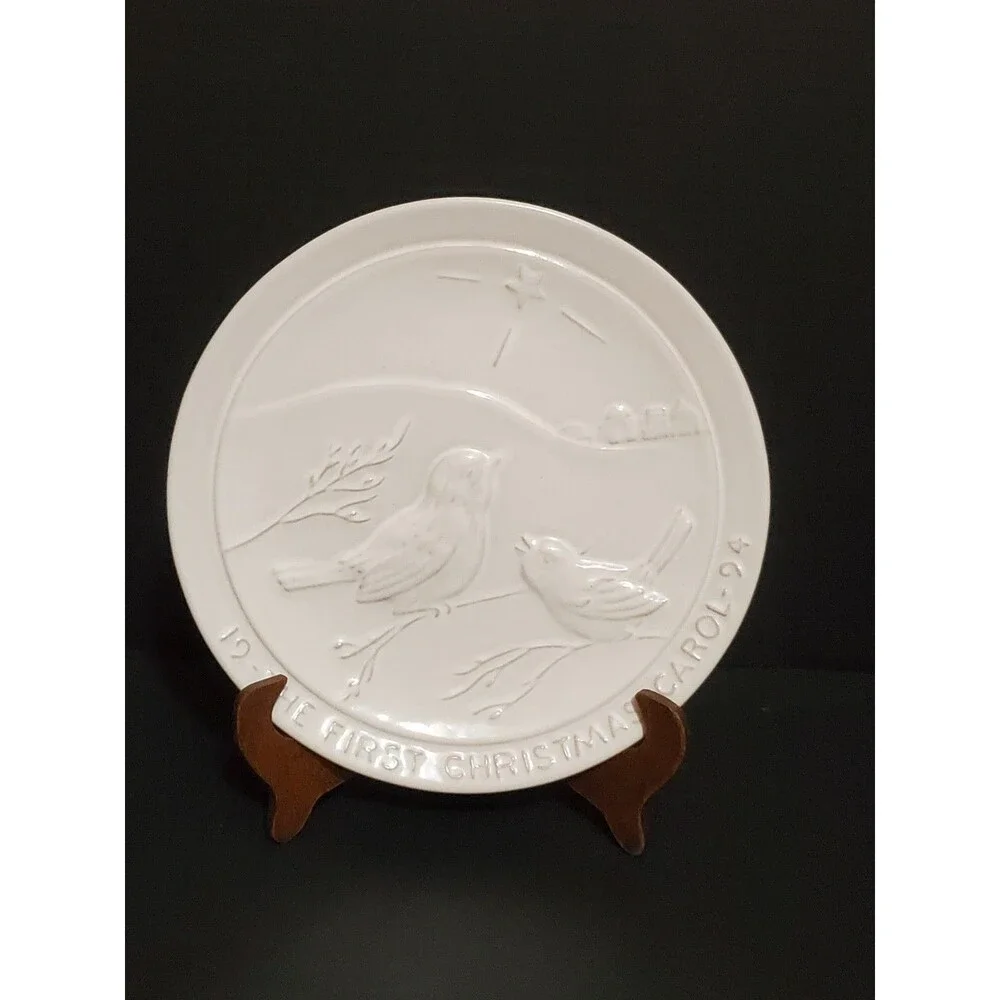 Frankoma Holiday Collector Plate The First Christmas Carol Birds Winter Vtg 1994